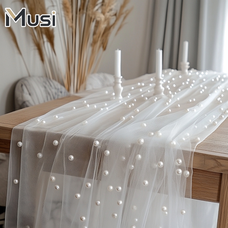 Home Decor Halloween - Elegant Pearl Table Runner Wedding Decor
