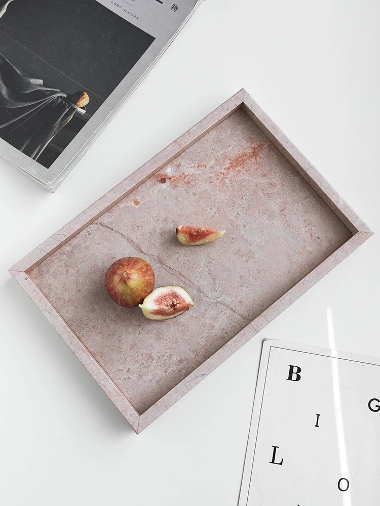 Vanity Home Decor - Pink Natural Marble Storage Tray for