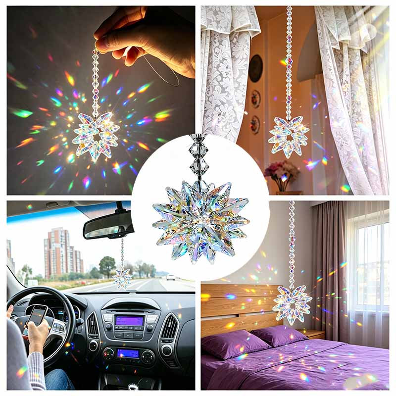 Crystal Sun Catcher - Star Crystal Sun Catcher Hanging Prism