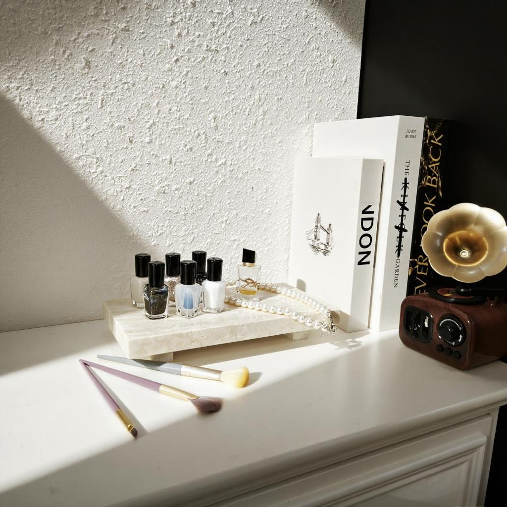 Vanity Home Decor - Natural Marble Pedestal Stand Versatile Soap,Jewelry