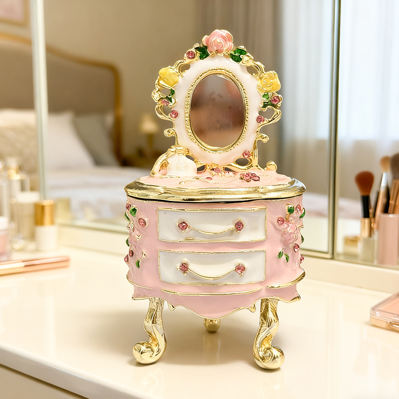 Vanity Home Decor - Hand-painted small jewelry box for the
