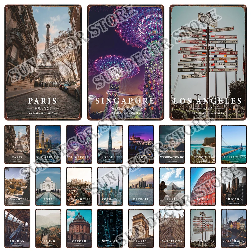 Home Decor Jaipur - City Singapore Paris Jaipur Chicago Retro