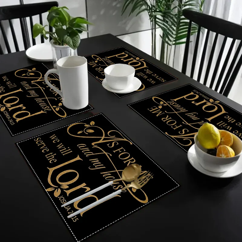 Home Decor Quotes Ideas - 4Pcs Inspirational Linen Placemats - 12x18