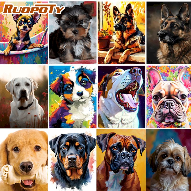 Home Decor Diy Ideas - RUOPOTY Dog Diamond Painting Home Decor