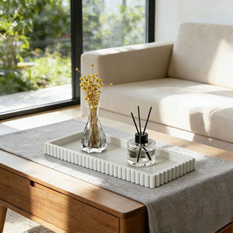 Vanity Home Decor - Silicone Fluted Edge Storage Tra,Food-Grade Rectangular