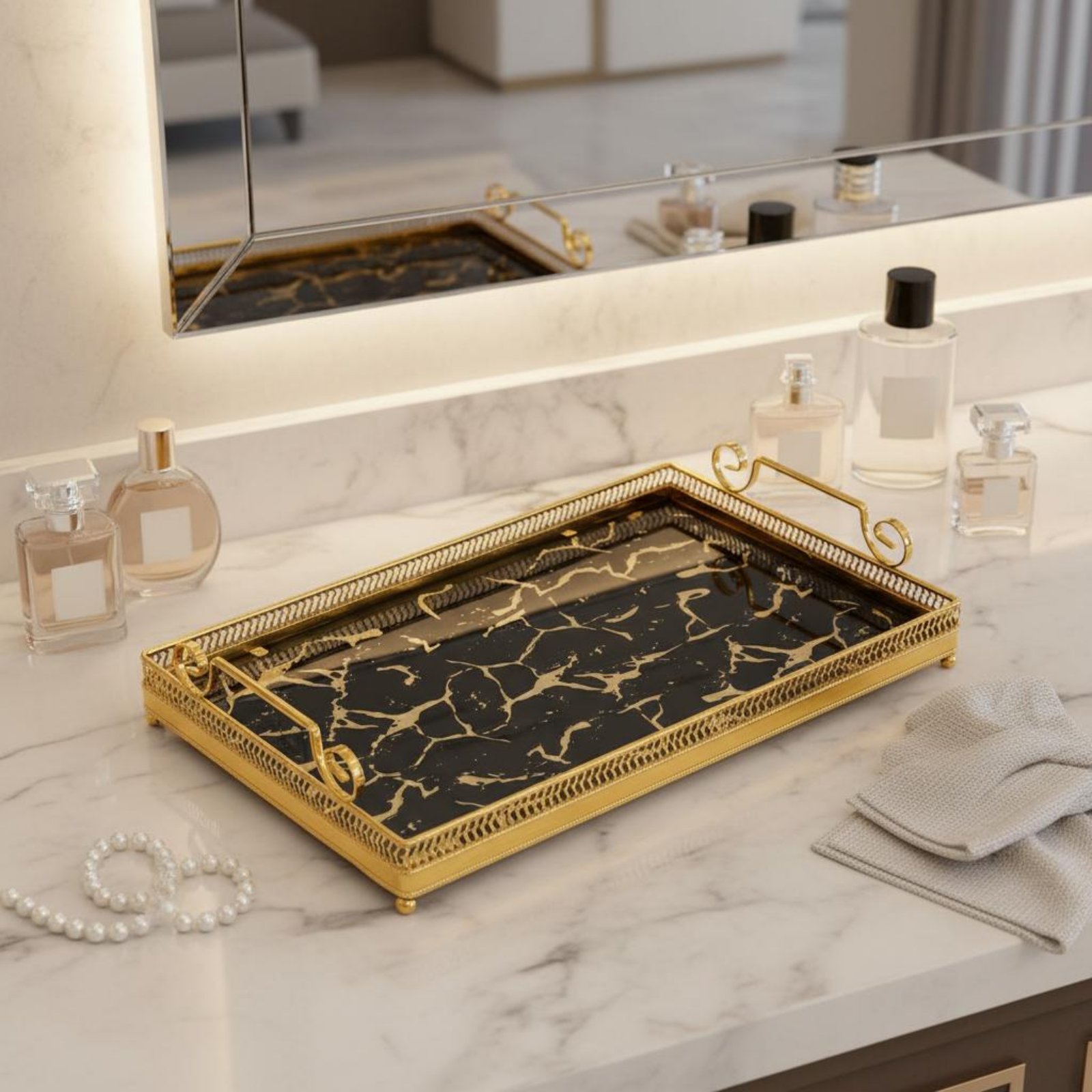Vanity Home Decor - Decorative Mirror Tray Nordic Design Mirror