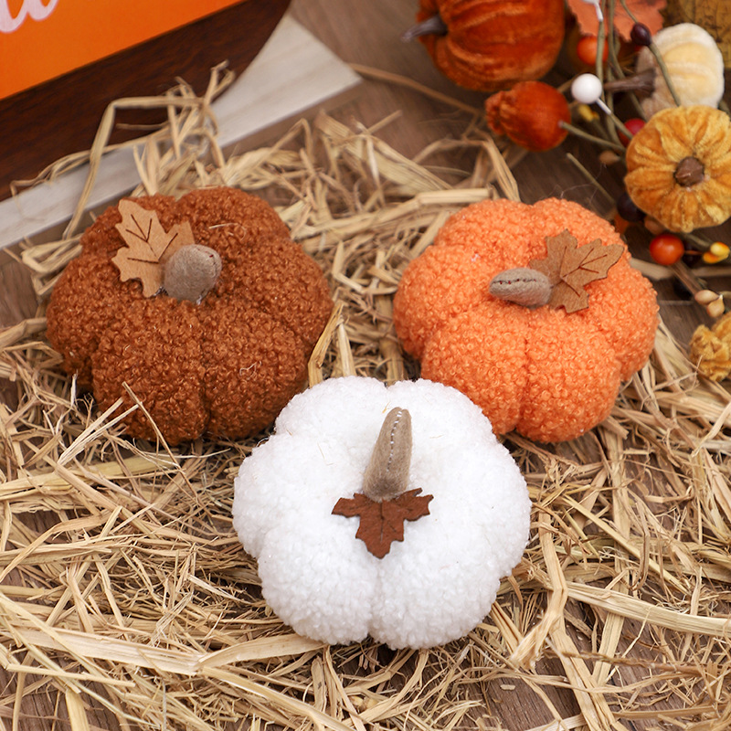 Home Decor Halloween - Fluffy Pumpkin Plush Halloween Pumpkin Decor