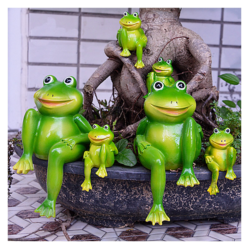 Home Decor Store - 2pcs/Set Cute Resin Sitting Frogs Statue