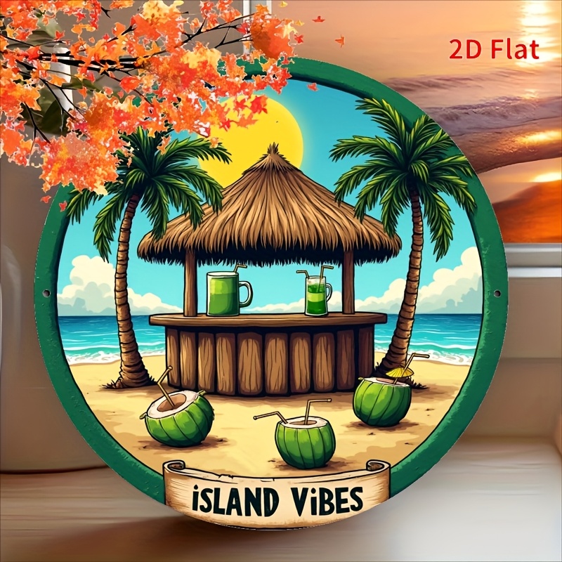 Home Decor Theme - 1pc Tropical Beach Bar Aluminum Wall