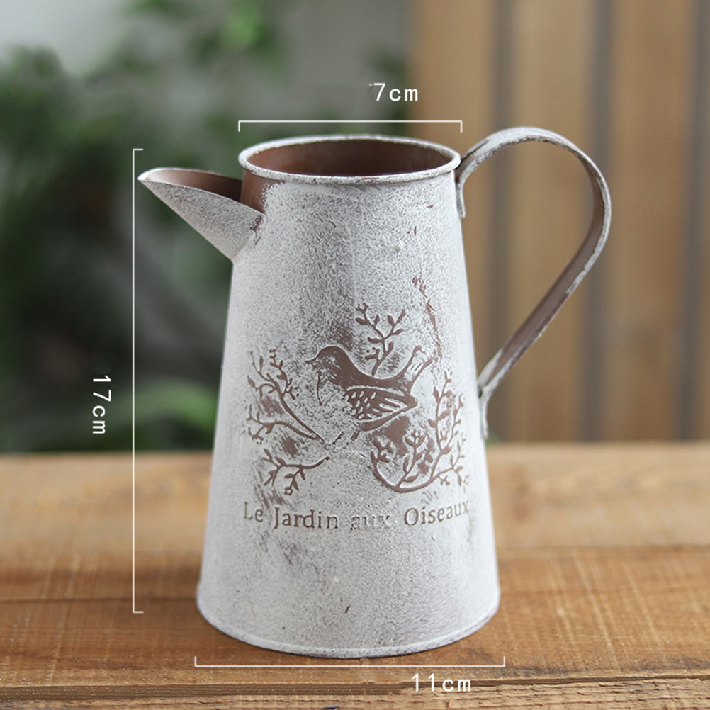 Home Decor Vase With Flowers - Garden Tin Bucket Vintage Flower Arrangement