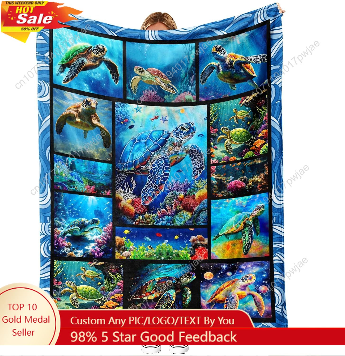 Sea Turtle Flannel Throw Blank - Home Decor Theme review and price