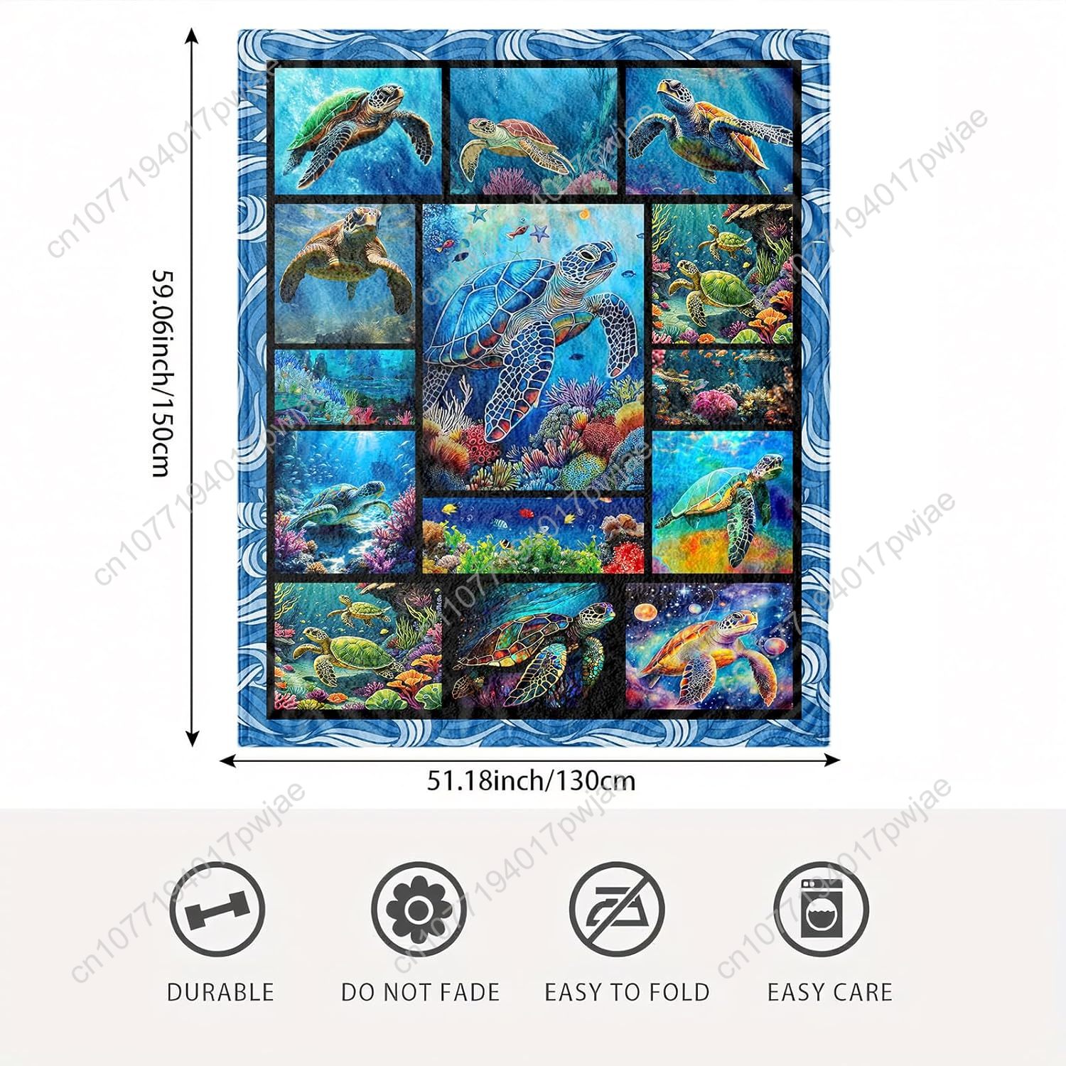Sea Turtle Flannel Throw Blank - Home Decor Theme review and price