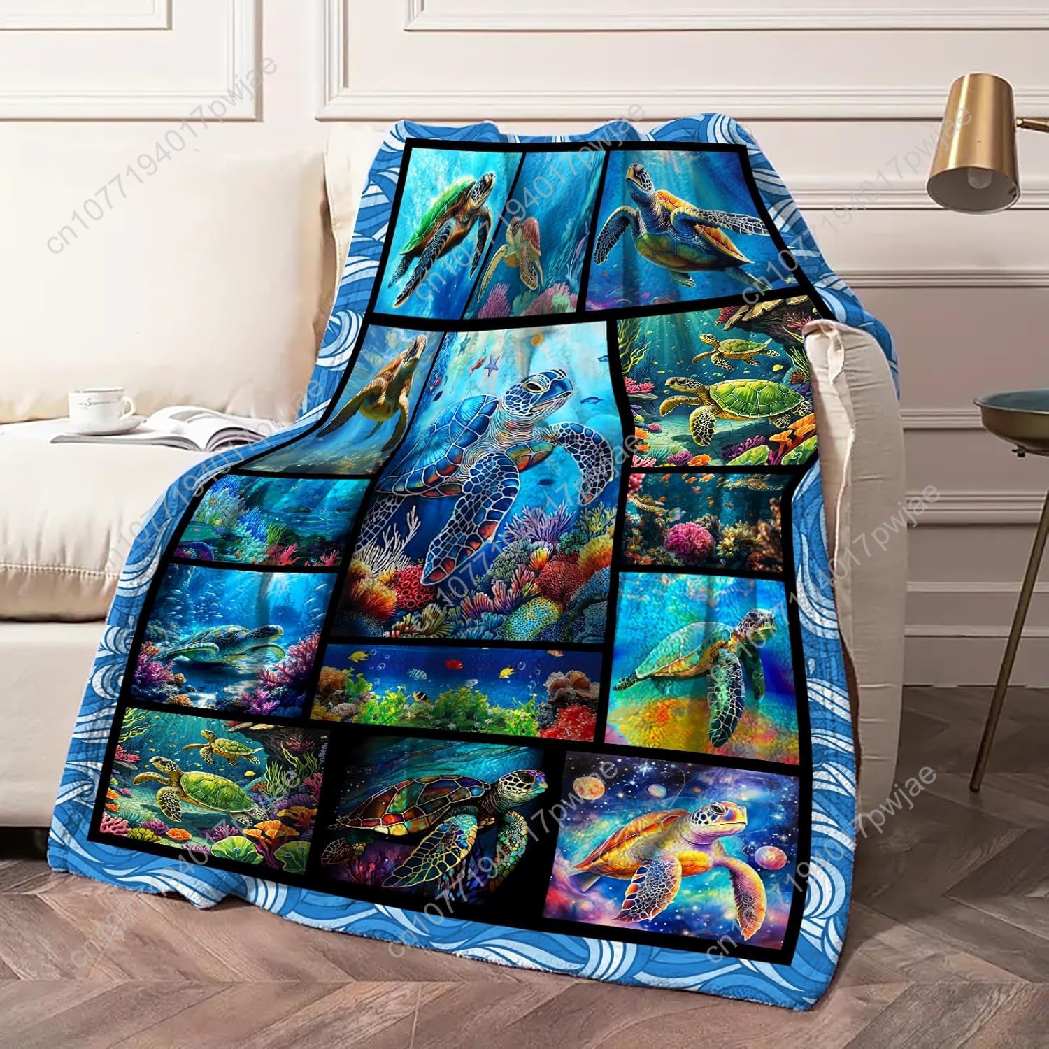 Sea Turtle Flannel Throw Blank - Home Decor Theme review and price