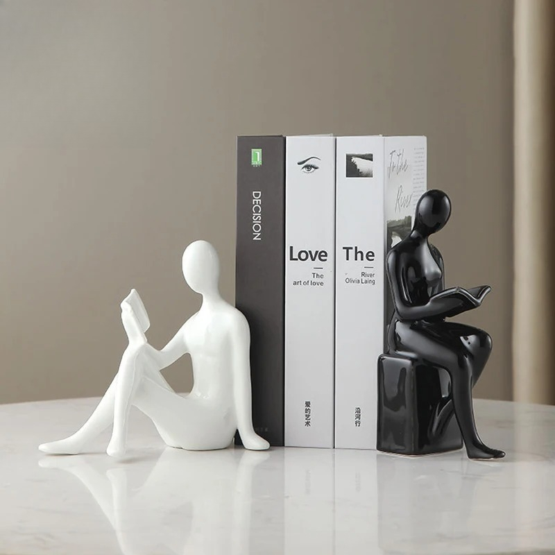 Reader Character Ceramic Statu - Aesthetic Bookend review and price