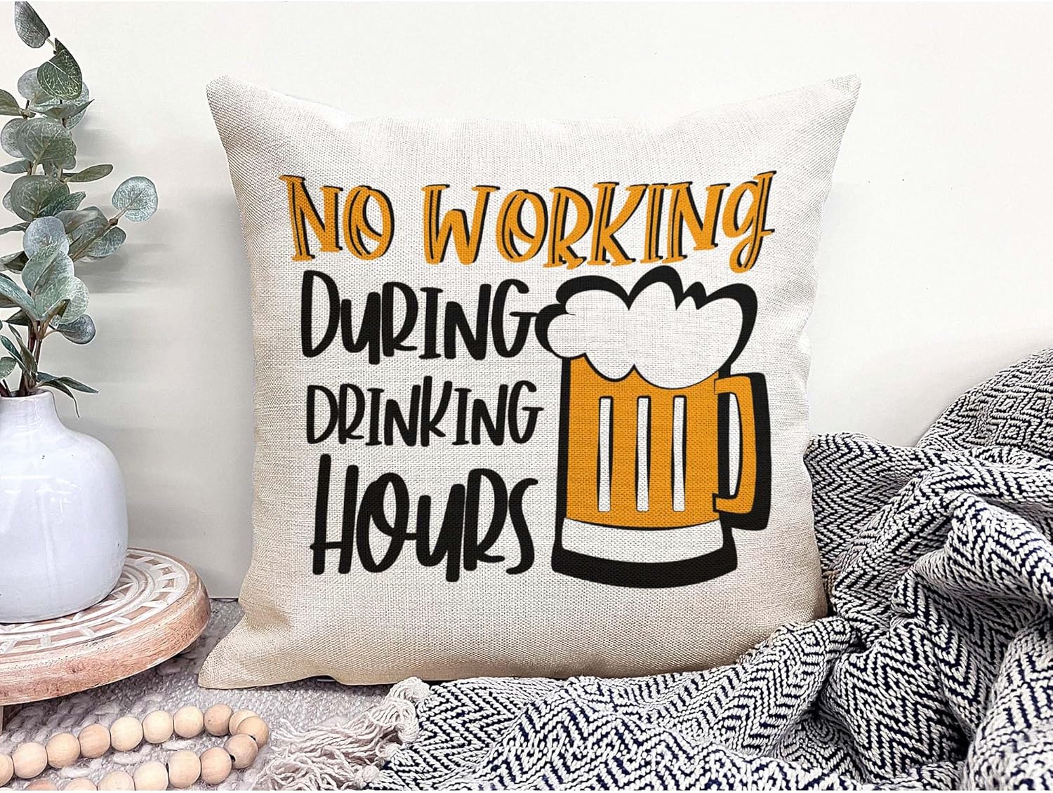 Funny Beer Pillow Cover, No Wo - Home Decor Quotes Ideas review and price