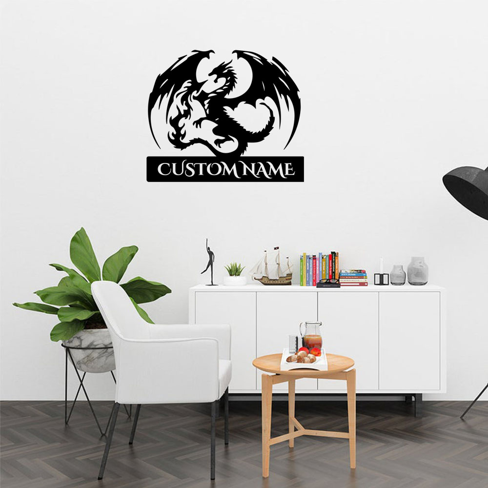 1PC Cute Dragon Custom Text Na - Home Decor Sticker review and price