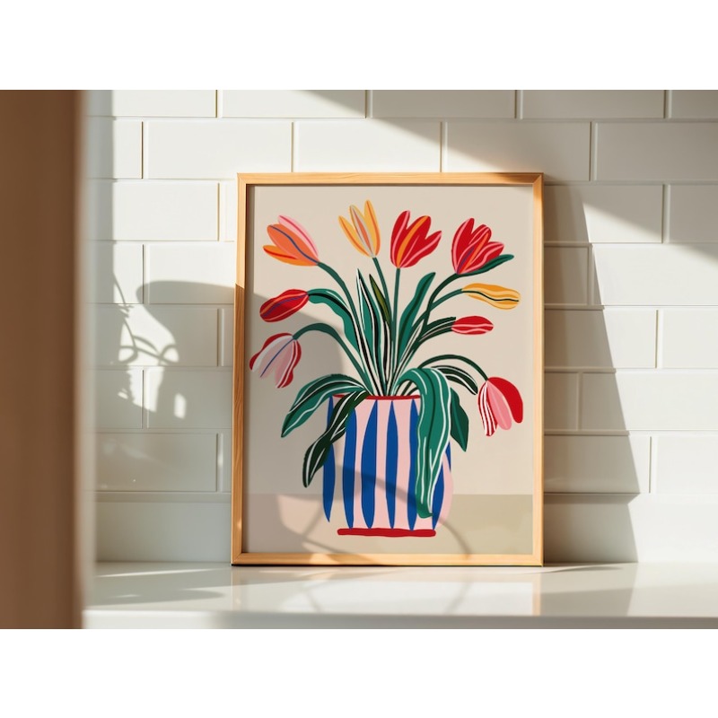 2pcs Tulip Flowers Canvas Wall - Home Decor Vase With Flowers review and price