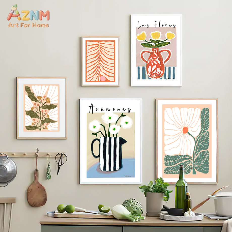 AZNM Boho Floral Canvas Wall A - Home Decor Vase With Flowers review and price