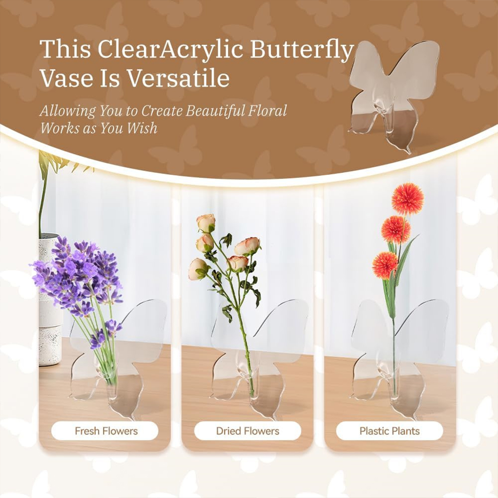 Transparent Butterfly Acrylic  - Home Decor Vase With Flowers review and price